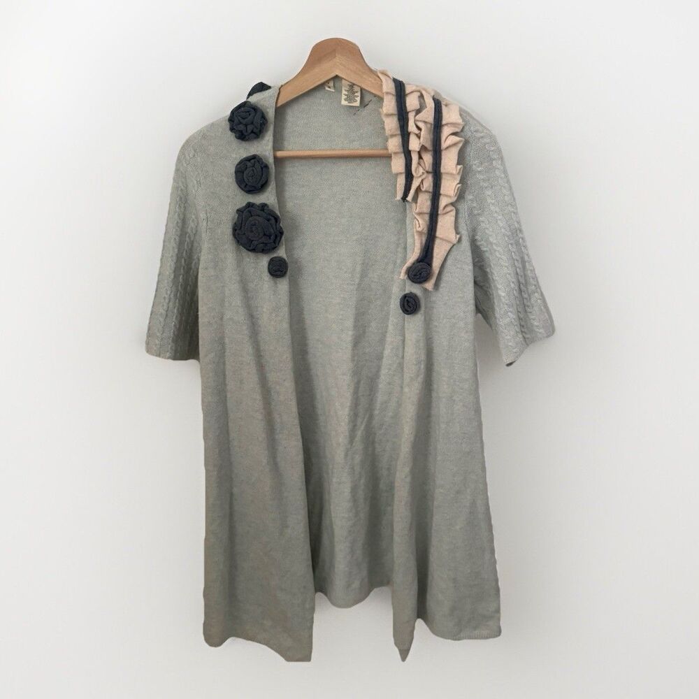 Anthropologie Moth Cardigan Medium Longline Wool Angora Cashmere Unique Sweater